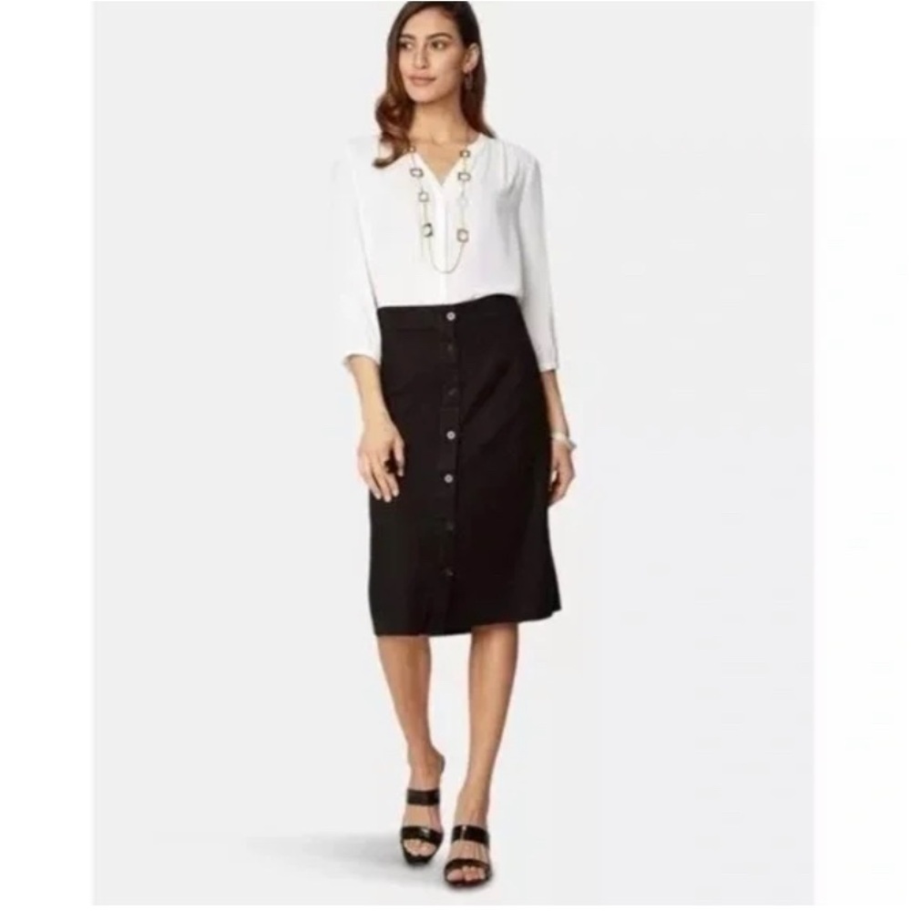 NYDJ Classic Black Skirt with Button Detail